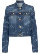 Versace Washed Logo Denim Jacket - Blue