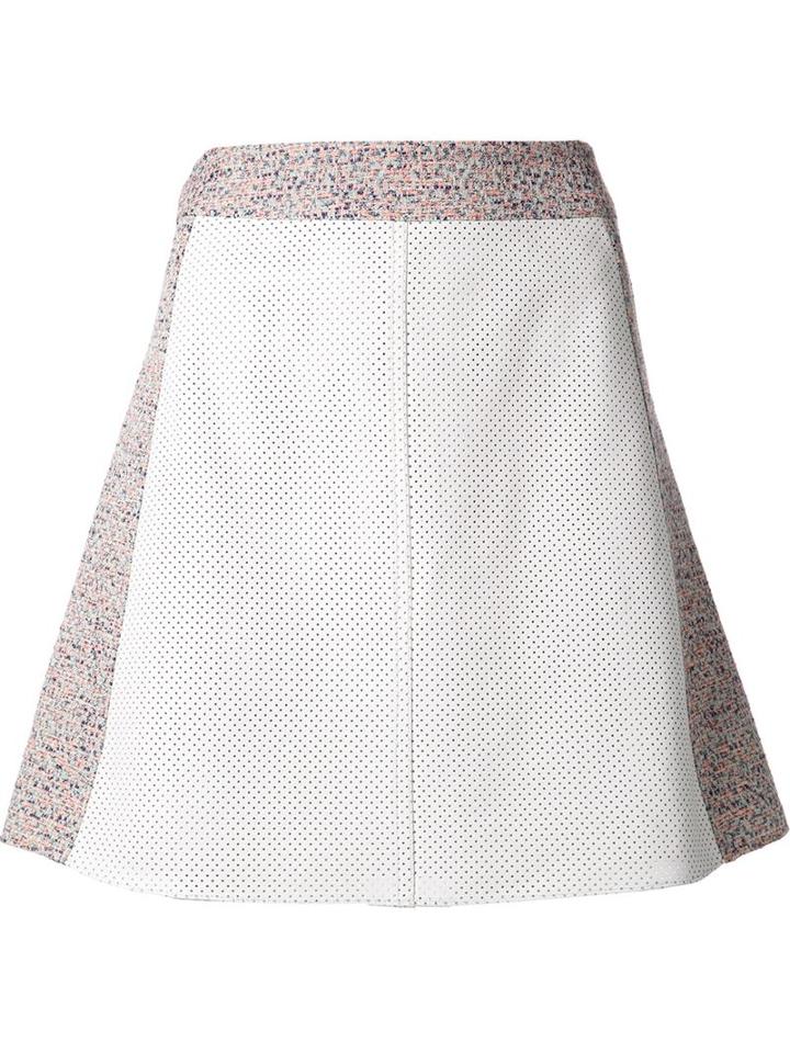 Tess Giberson Perforated Leather And Jacquard Skirt