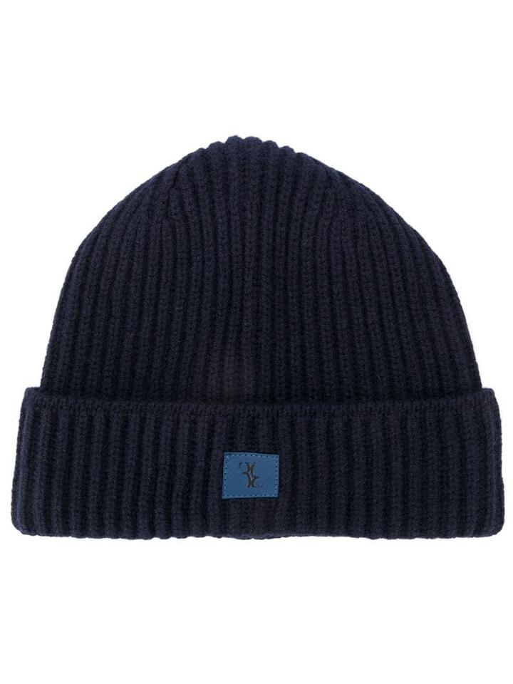 Billionaire Ribbed Knit Beanie - Blue