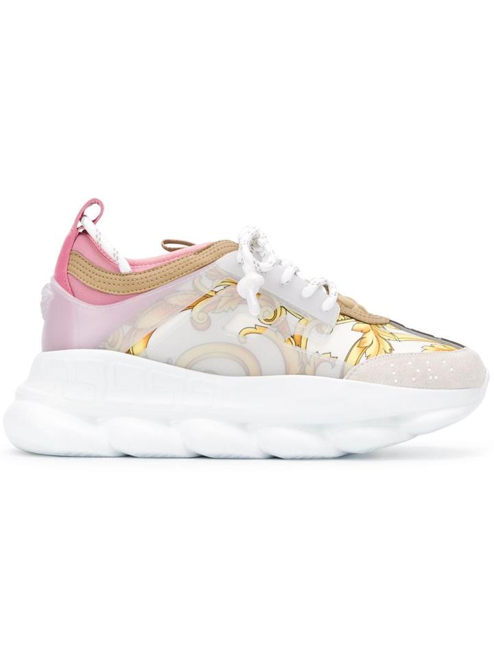 Versace Baroque-print Sneakers - White