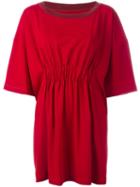 Mm6 Maison Margiela Knit Trim Wide T-shirt Dress, Women's, Size: 40, Red, Polyester/viscose