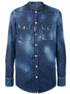 Dsquared2 Collarless Denim Shirt, Men's, Size: 54, Blue, Cotton/spandex/elastane