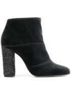 Paola D'arcano Velvet Ankle Boots - Grey