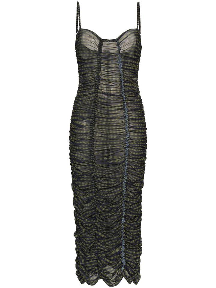 Molly Goddard Chioma Check Midi Dress - Green