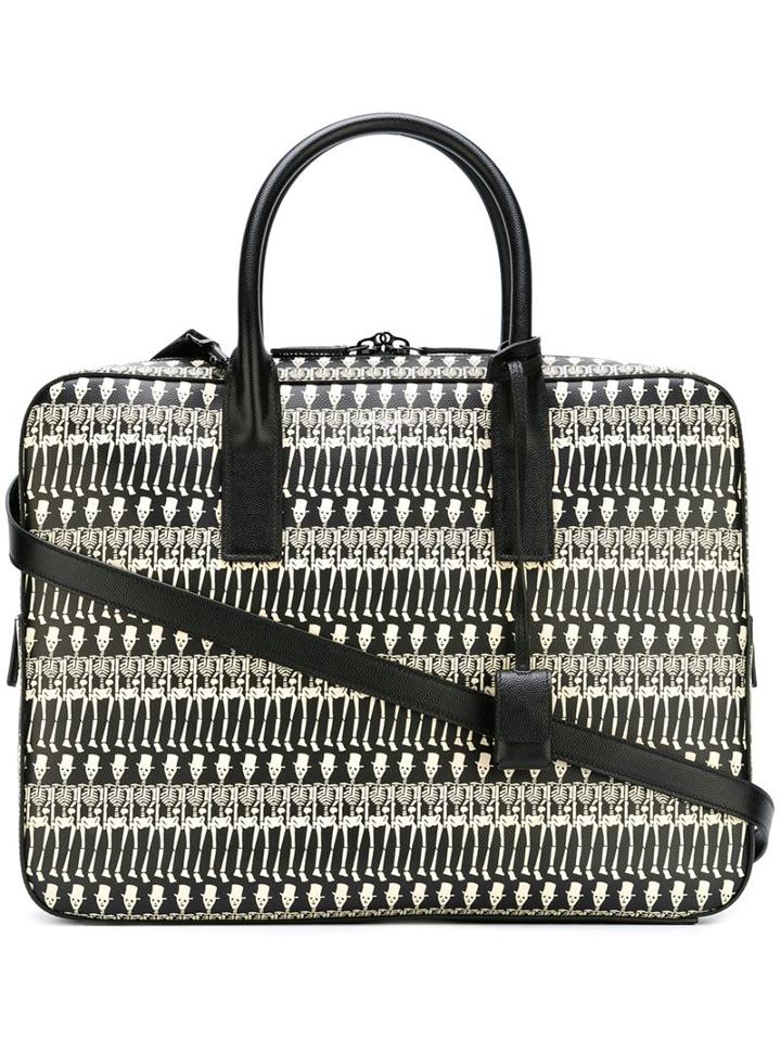 Saint Laurent Skeleton Print Laptop Bag, Women's, Black