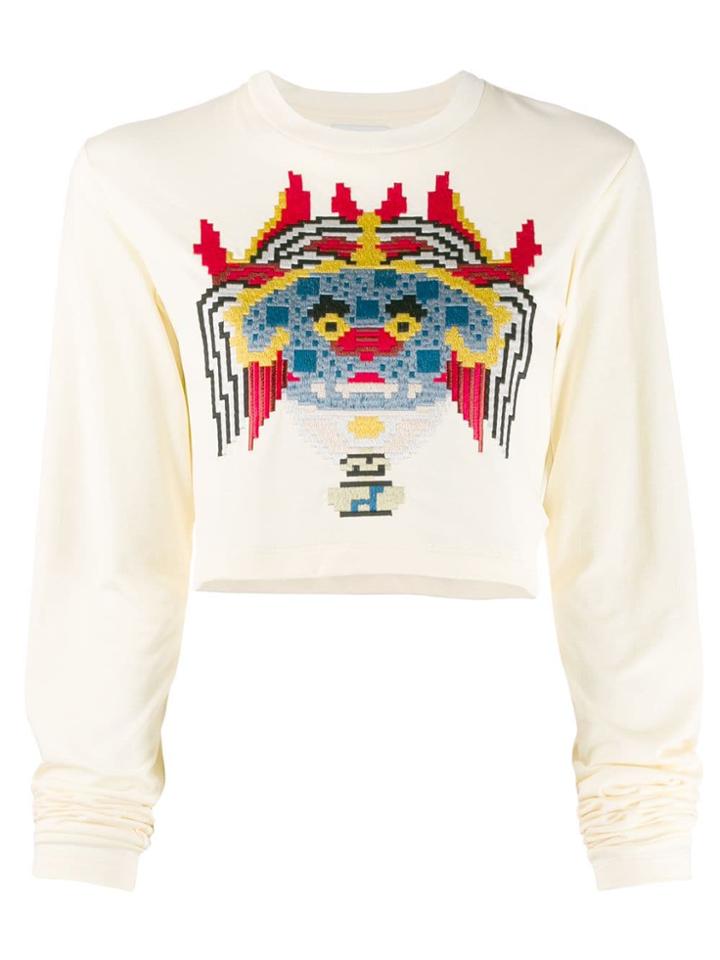 Kirin Embroidered Haetae Crop Top - White