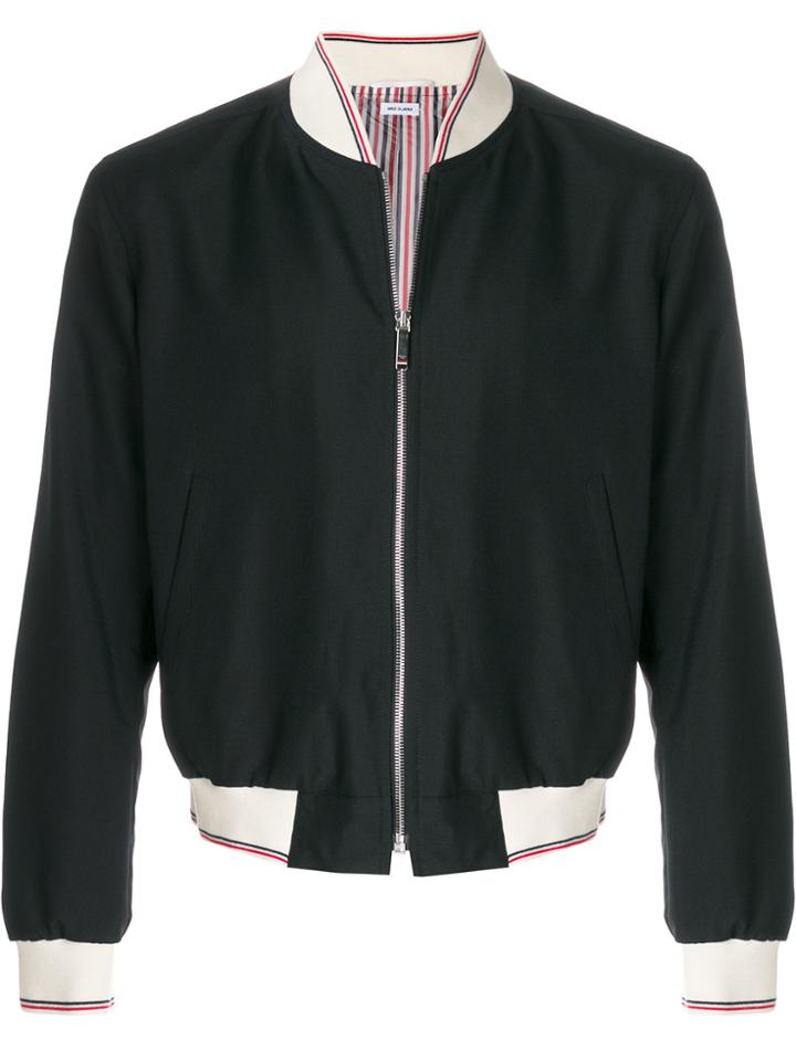 Thom Browne Long Sleeve Bomber Jacket - Black