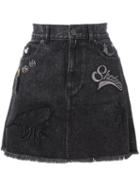 Marc Jacobs Patched Denim Skirt, Women's, Size: 28, Black, Cotton