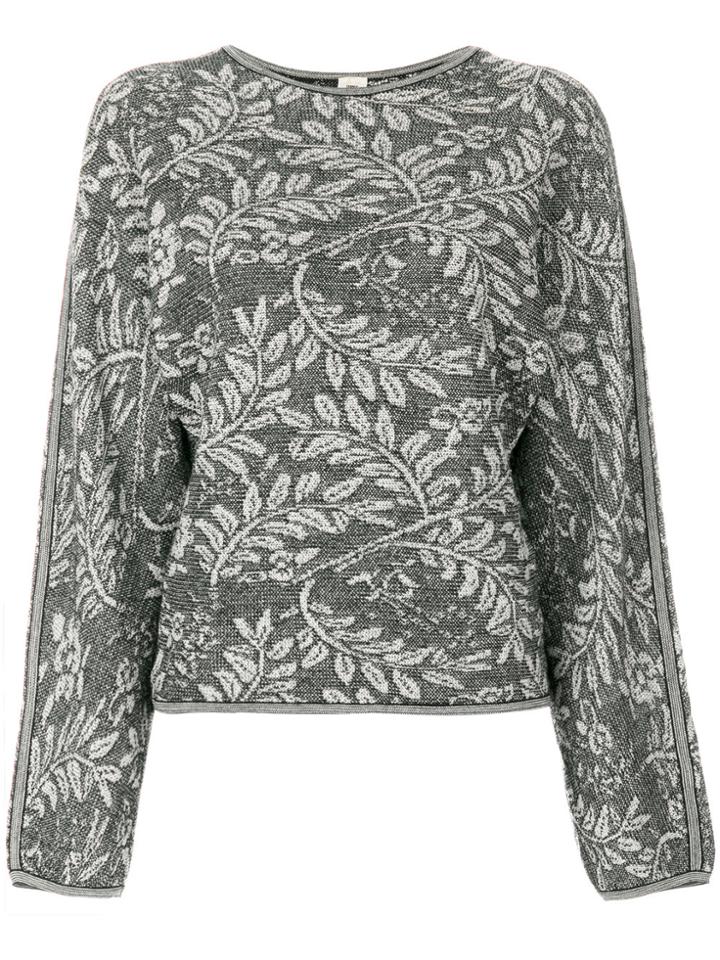Emanuel Ungaro Vintage Leaves Pattern Knitted Blouse - Black