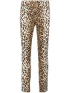 Carolina Herrera Leopard Print Straight Trousers, Women's, Size: 6, Nude/neutrals, Cotton/spandex/elastane