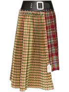 Chopova Lowena Tartan Pleated Asymmetric Midi Skirt - Multicolour