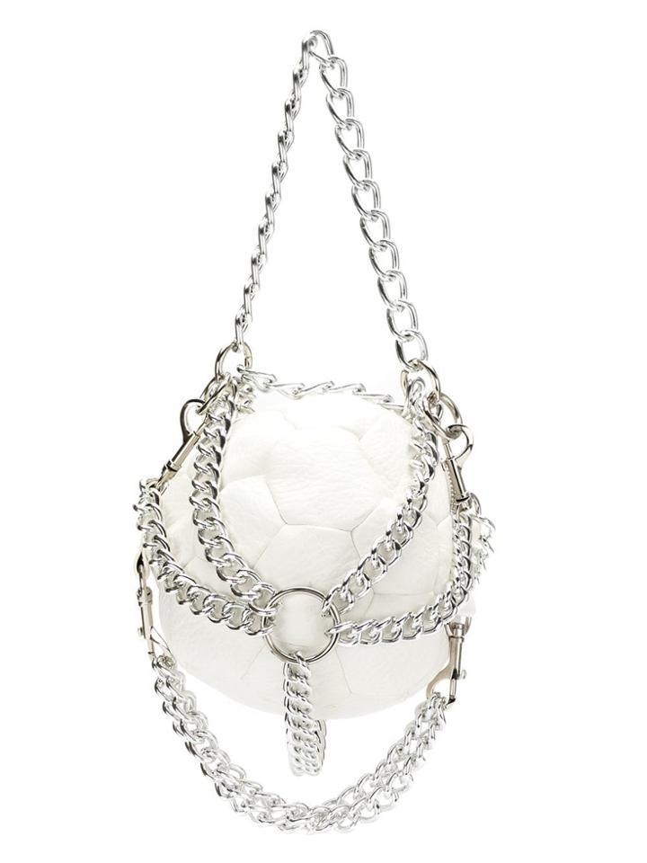 À La Garçonne Ball Chain Clutch - White