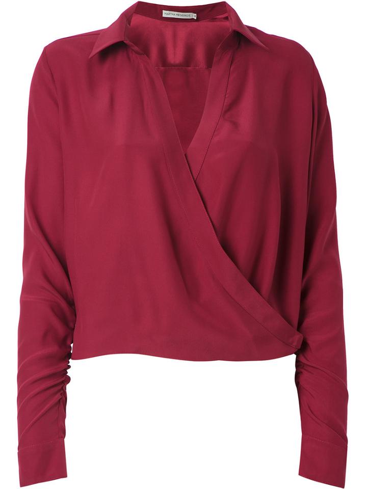 Martha Medeiros Wrap Andrea Shirt, Women's, Size: 36, Red, Silk