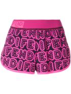Fendi Logo Print Short Shorts - Pink & Purple