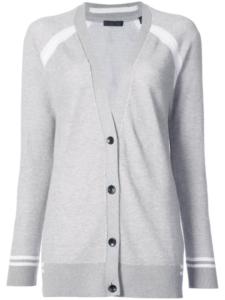Atm Anthony Thomas Melillo Striped Embroidered Cardigan - Grey
