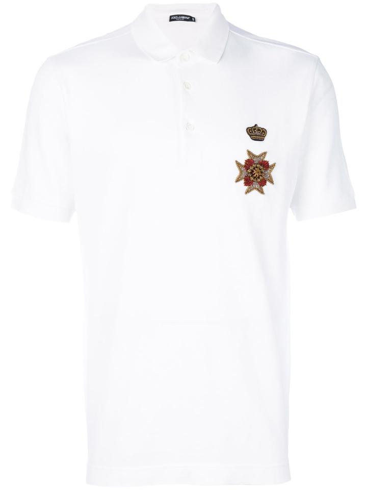 Dolce & Gabbana Crest & Crown Polo Shirt - White