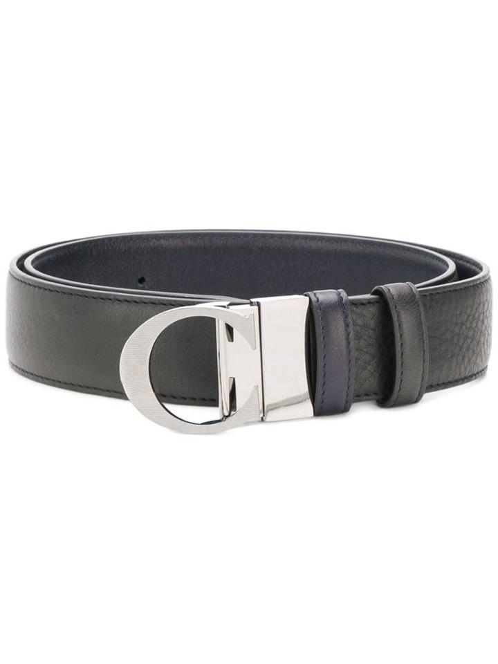 Canali Logo Buckle Belt - Black