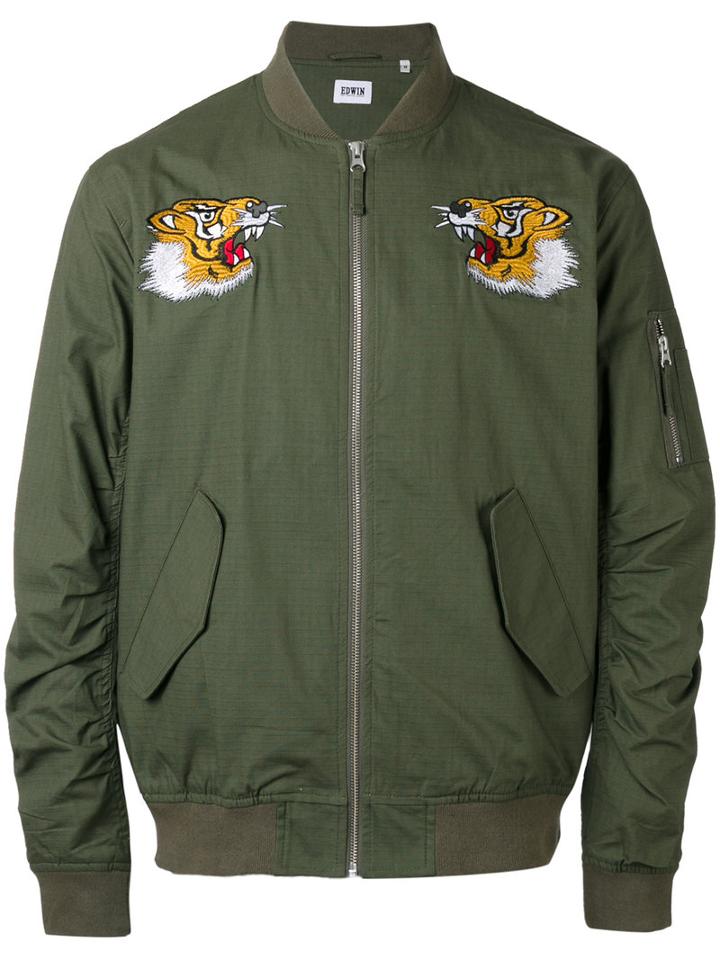 Edwin - Tiger Bomber - Men - Cotton/nylon - S, Green, Cotton/nylon