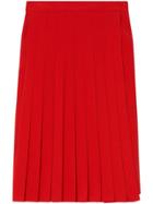Burberry Stretch Cady Pleated Skirt - Red