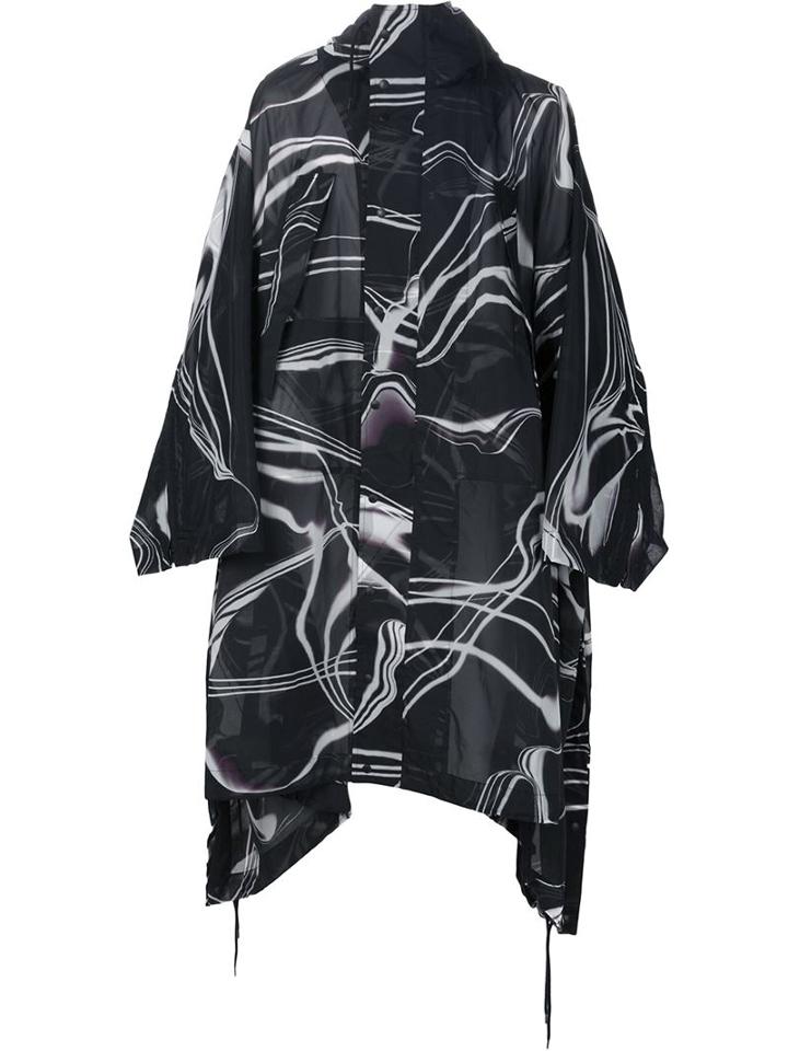 Y-3 Oversized Printed Poncho, Men's, Size: Medium, Black, Polyamide