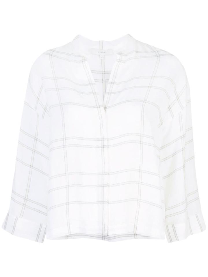 Vince Large Check Blouse - White