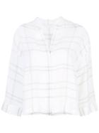 Vince Large Check Blouse - White
