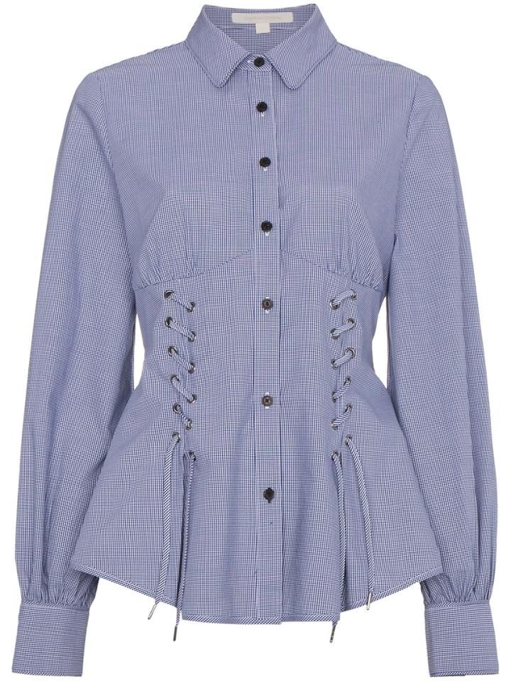 Jonathan Simkhai Cotton Corset Lace Up Shirt - Blue