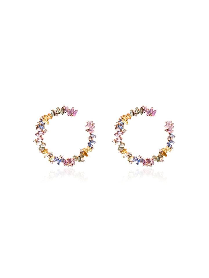 Suzanne Kalan 18kt Rose Gold Fireworks Sapphire And Hoop Earrings
