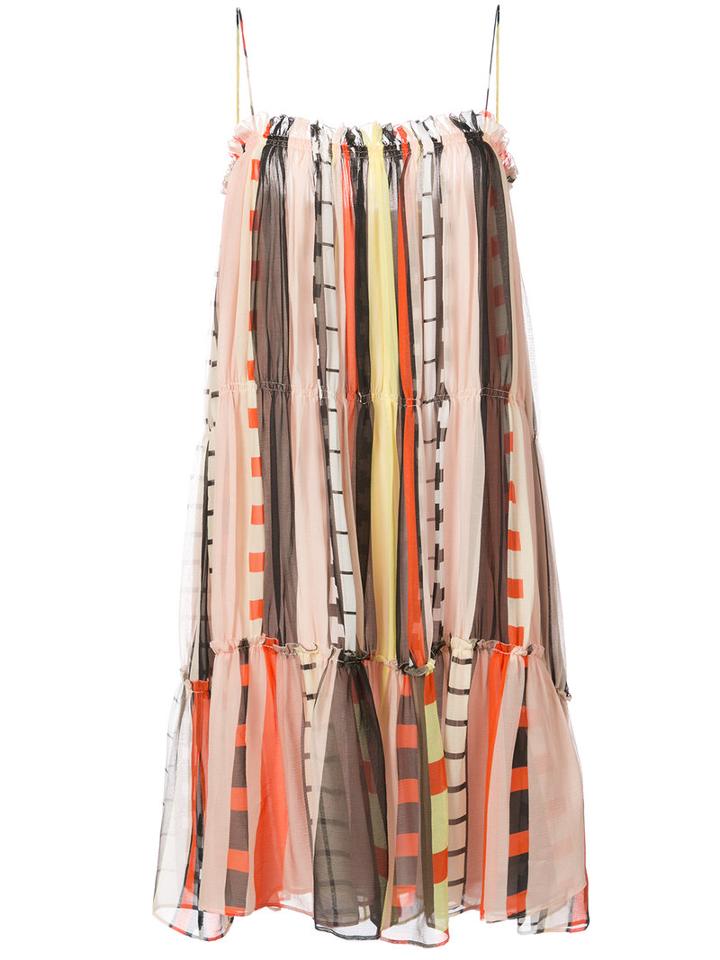 Apiece Apart - Striped Sleeveless Tiered Dress - Women - Silk/rayon - 4, Nude/neutrals, Silk/rayon