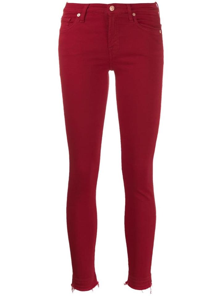 7 For All Mankind Mid Rise Skinny Jeans - Red