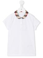 Burberry Kids Check Collar Polo Shirt, Girl's, Size: 7 Yrs, White