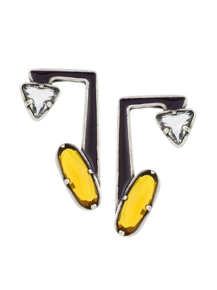Camila Klein Enamel Earrings - Silver