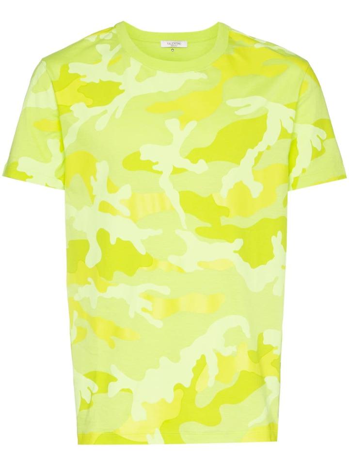 Valentino Camouflage Print T-shirt - Yellow