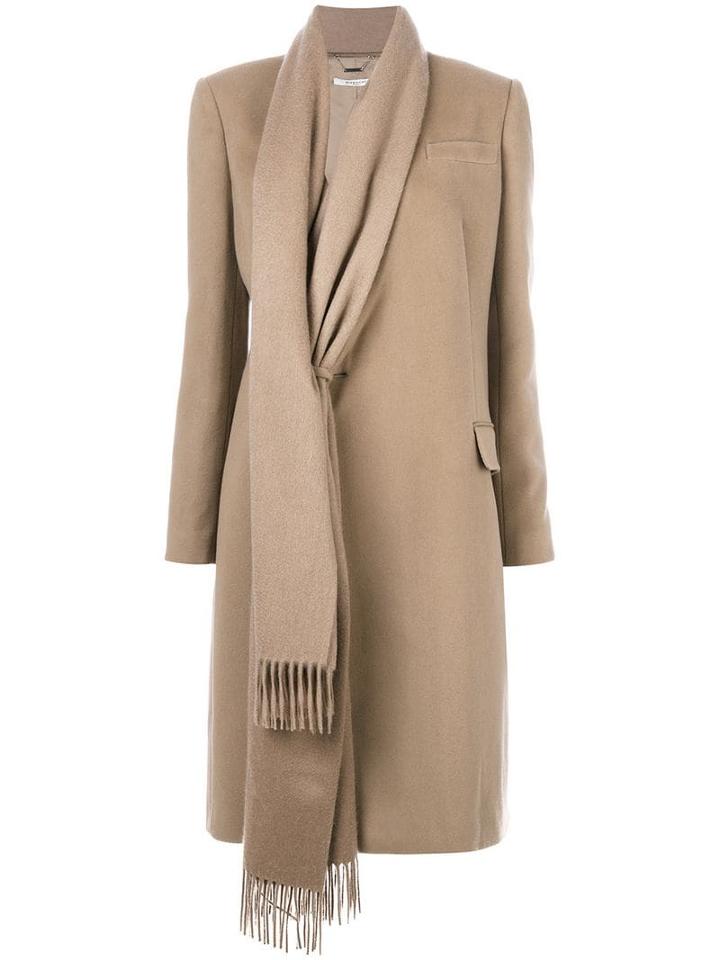 Givenchy Asymmetric Scarf Trim Coat - Neutrals