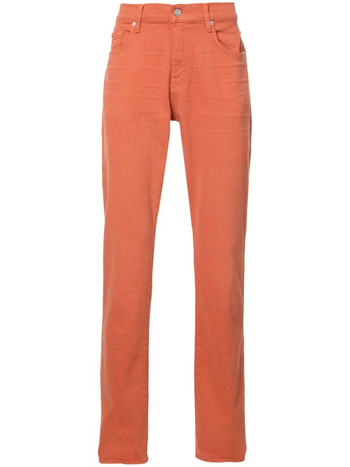 7 For All Mankind Slim-fit Jeans, Men's, Size: 30, Yellow/orange, Cotton