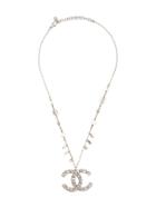 Chanel Vintage Rhinestone Pendant Necklace - Metallic