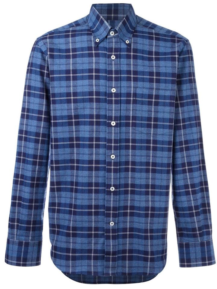 Canali Slim-fit Plaid Shirt - Blue