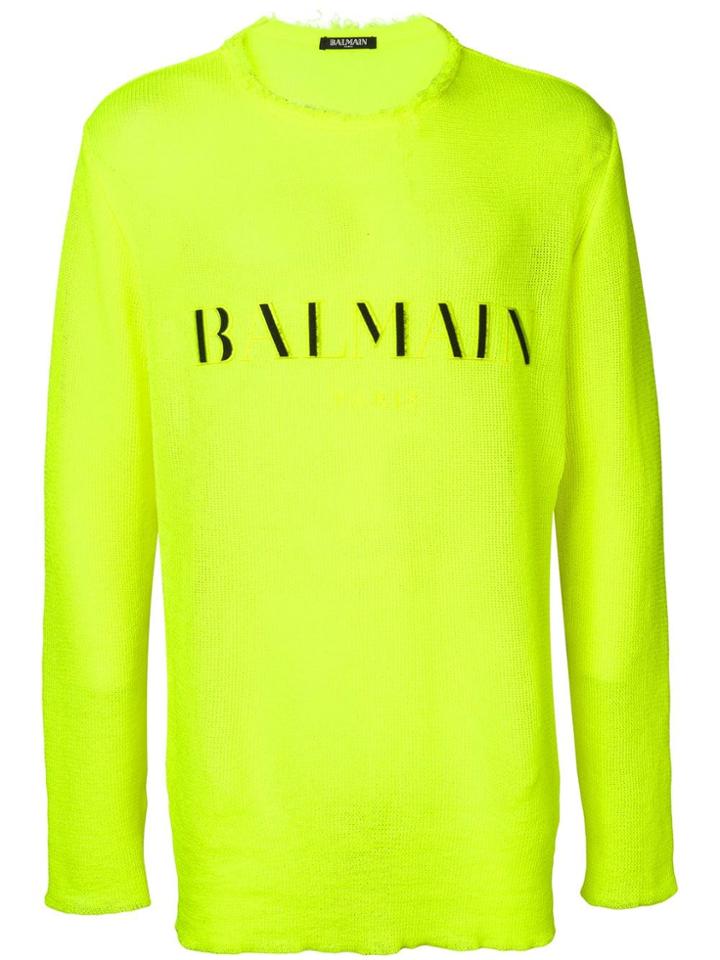 Balmain Embroidered Logo Jumper - Yellow