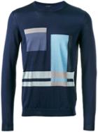 Pal Zileri Geometric Pattern Sweater, Men's, Size: 50, Blue, Silk/cotton