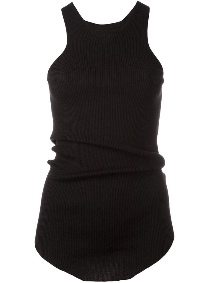 Rick Owens Curved Hem Tank Top, Women's, Size: Xl, Black, Virgin Wool