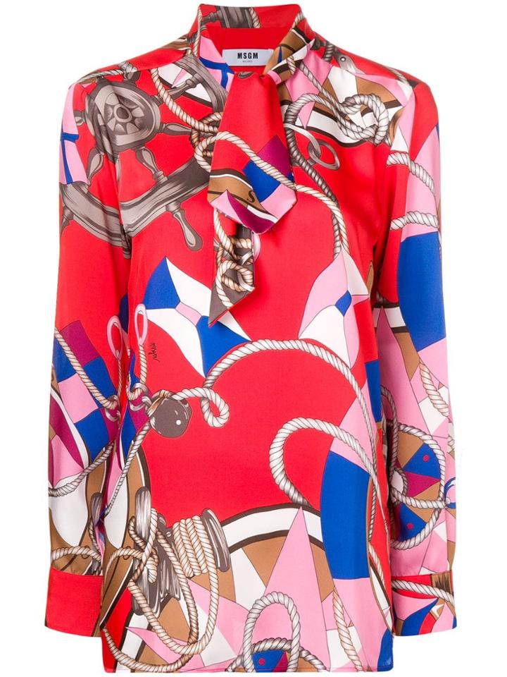 Msgm Bow Tie Blouse - Red