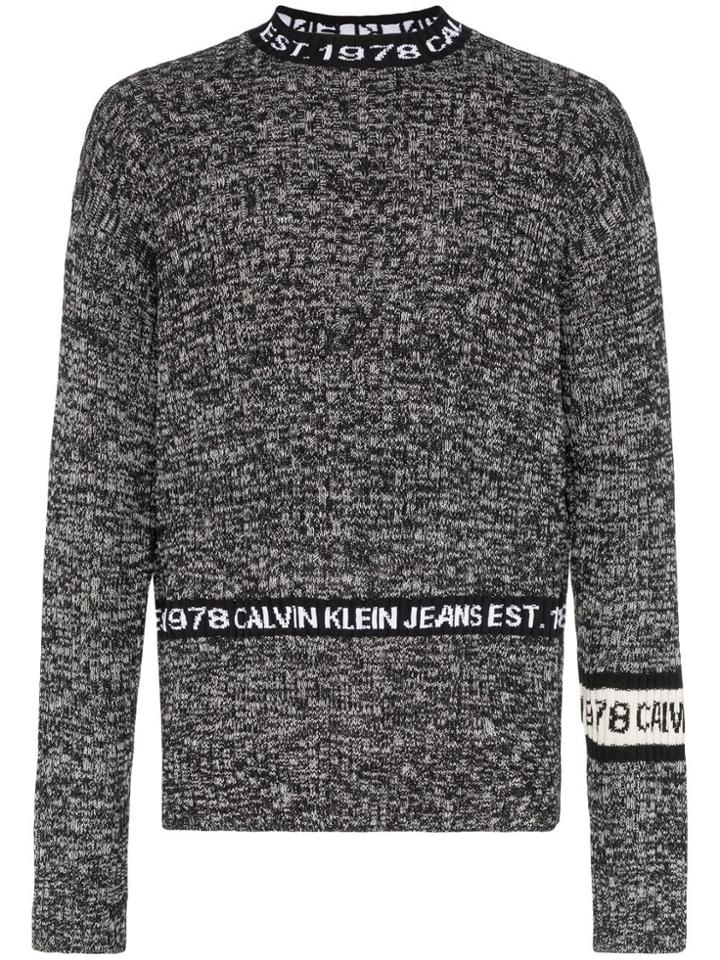 Calvin Klein Jeans Est. 1978 Mock Neck Logo Stripe Knitted Jumper -