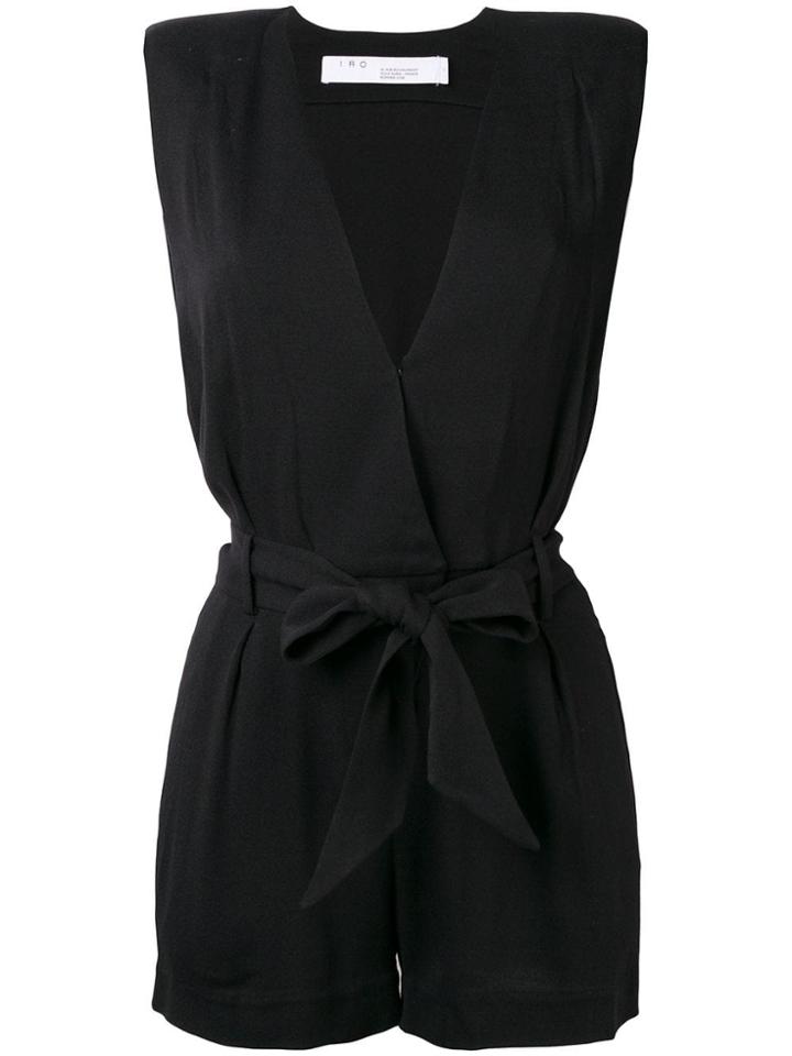 Iro Plunge-neck Wrap Playsuit - Black