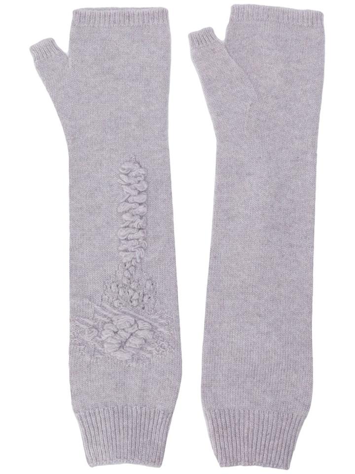 Barrie Thistle Patterned Gloves - Grey
