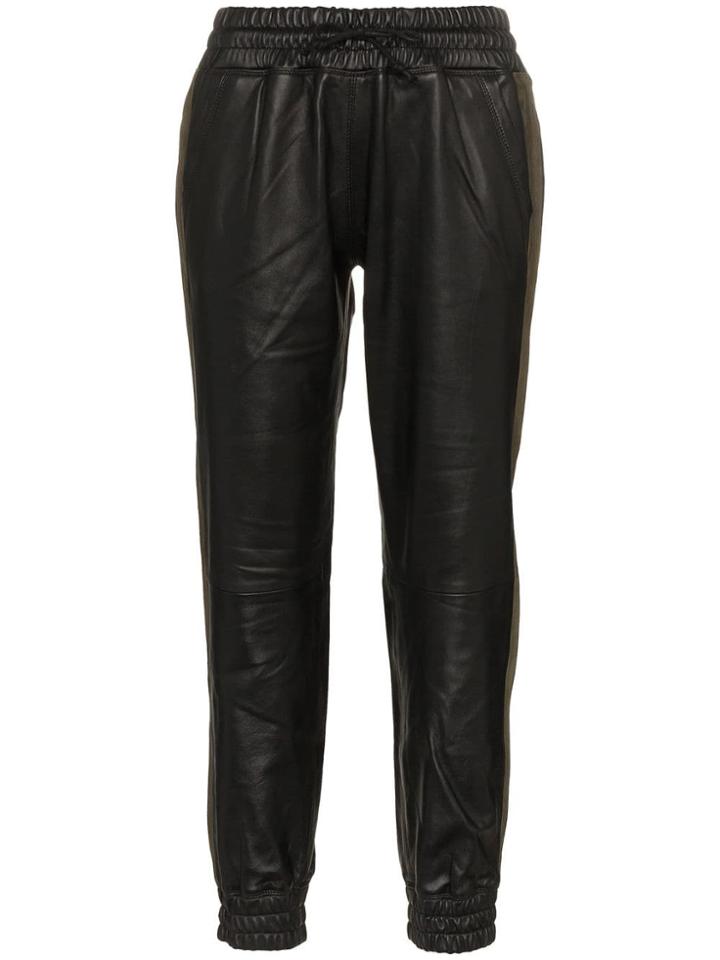 Lot Lthr Slim Leg Leather Trackpants - Black