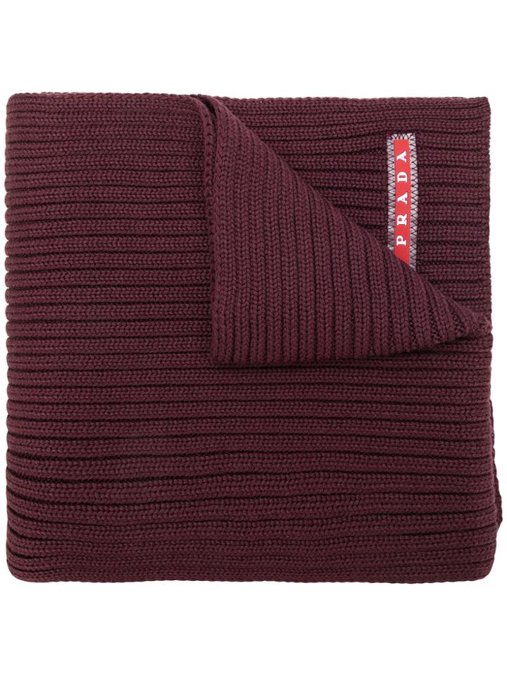 Prada Ribbed Logo Scarf - Pink & Purple