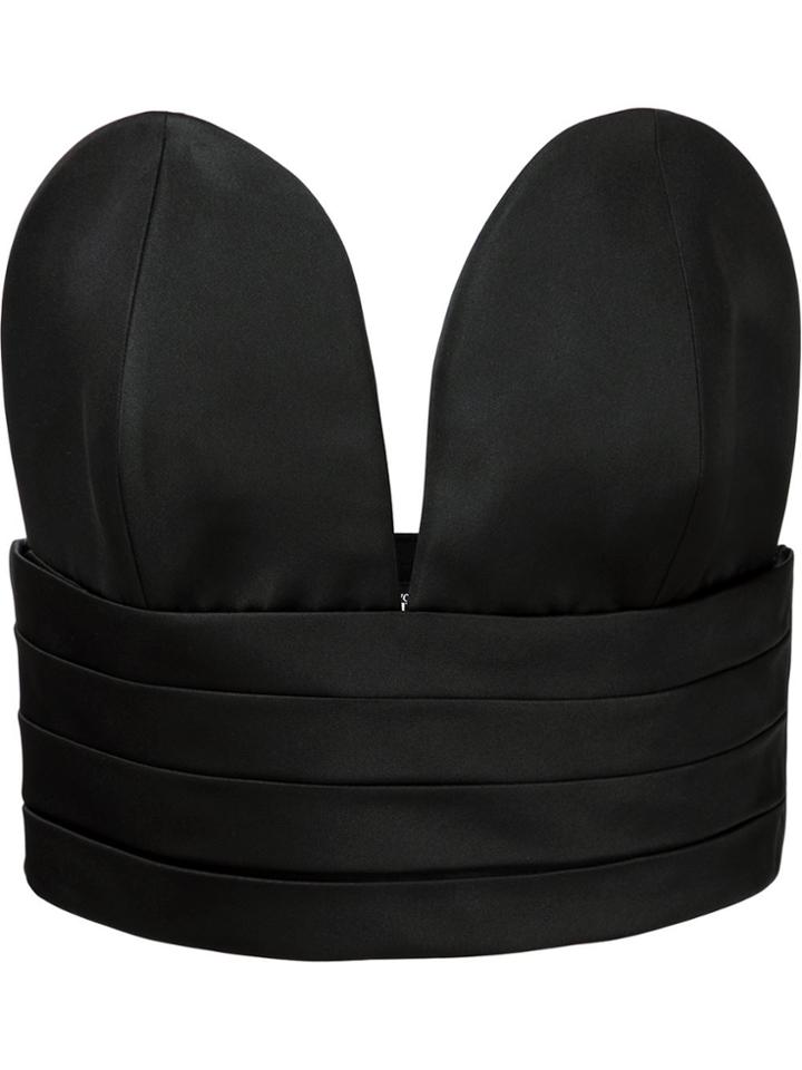 Jeremy Scott Pleated Bralette Top - Black