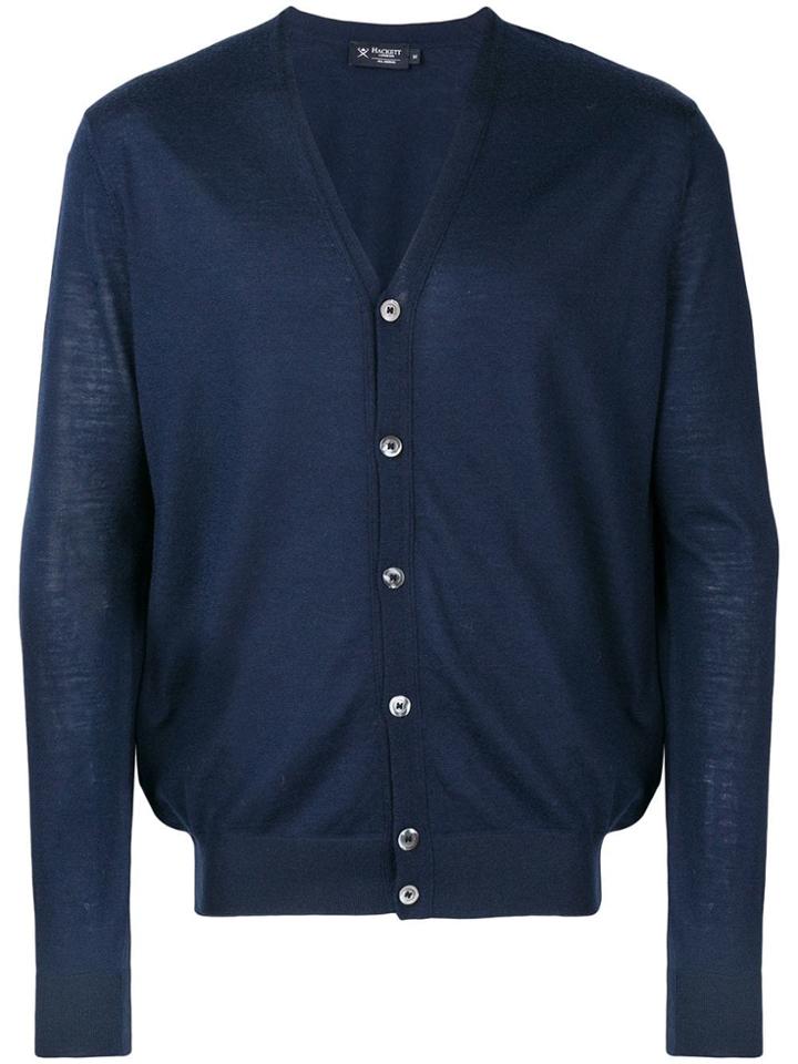 Hackett Fine Knit V-neck Cardigan - Blue