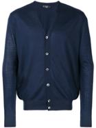 Hackett Fine Knit V-neck Cardigan - Blue