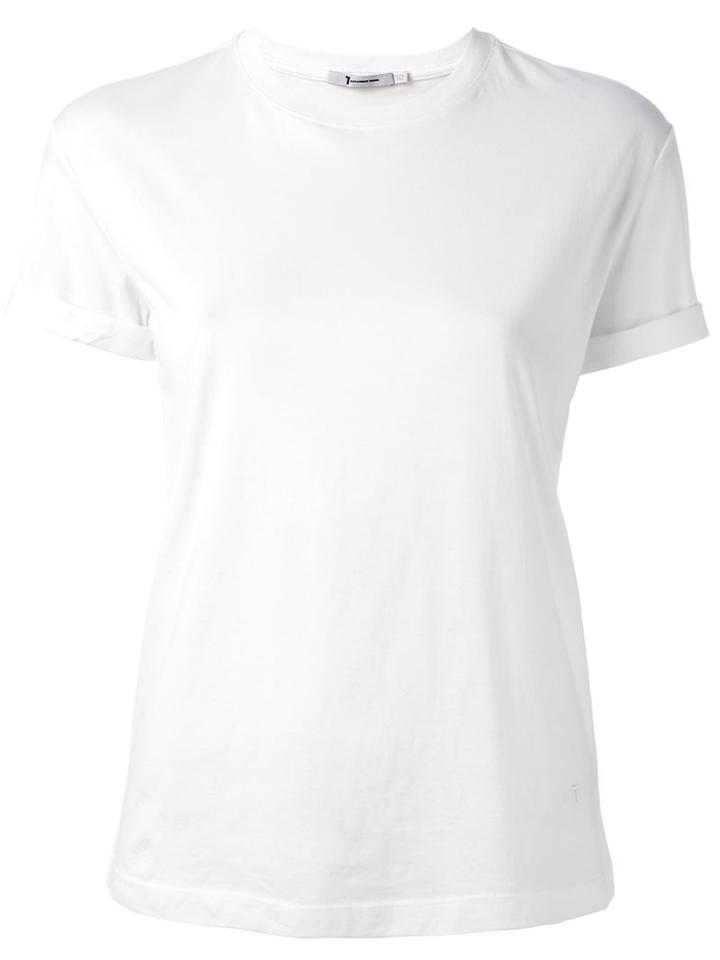 T By Alexander Wang Round Neck T-shirt, Women's, Size: Large, White, Cotton